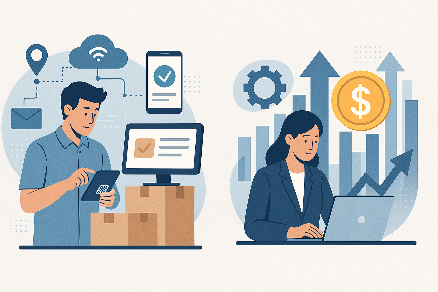 Smart technology and package tracking illustration