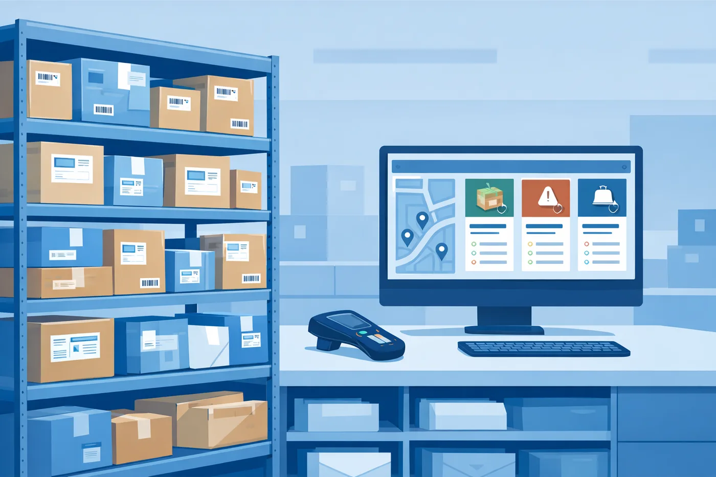 Mailroom automation software tracking packages on a digital dashboard